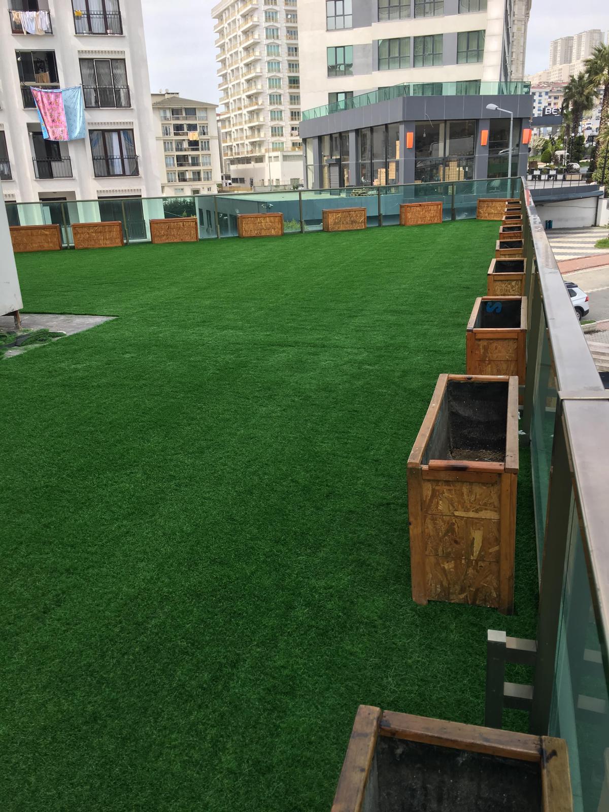 50MM Green Çim Halı peyzaj uygulaması